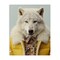 Stupell Industries Snow Wolf Yellow Jacket Canvas, design by Ray Powers